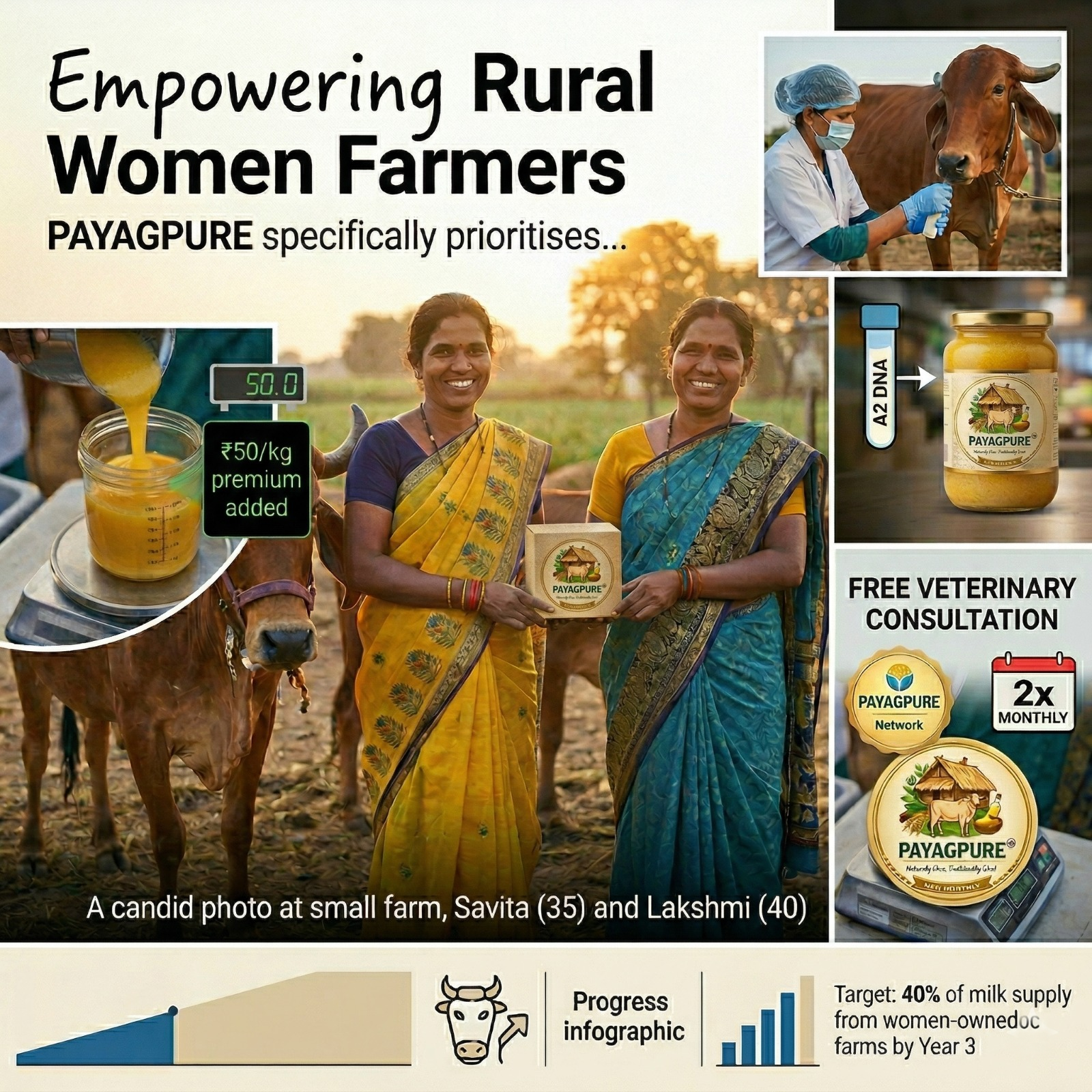 Women farmers with cows